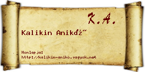 Kalikin Anikó névjegykártya